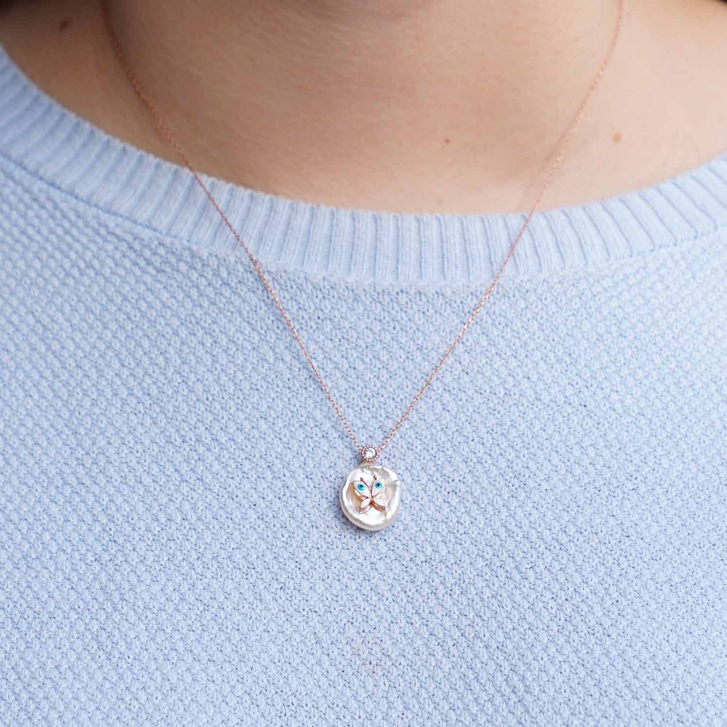 Mother of Pearl Butterfly Necklace
