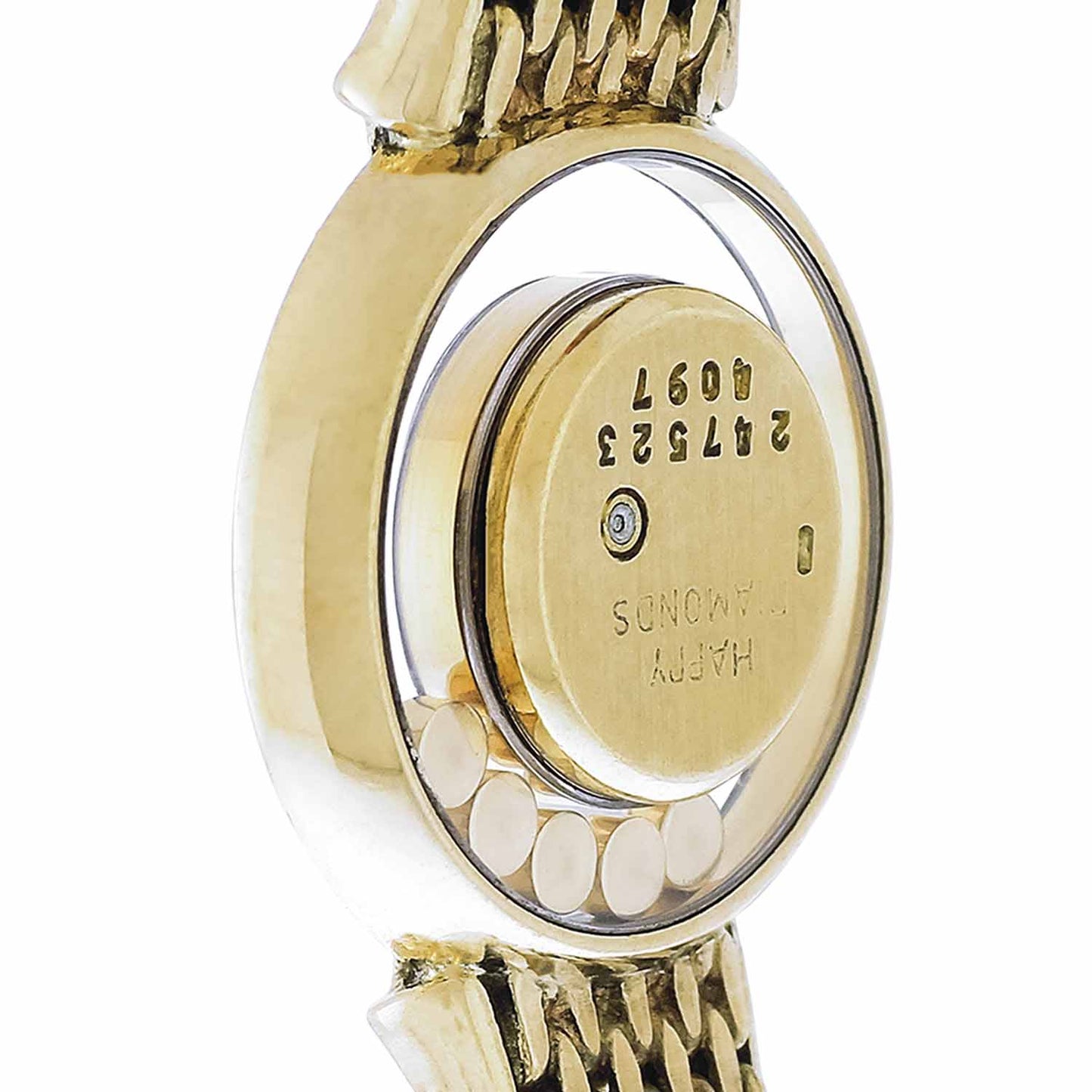 Women's 18k Chopard Happy Diamond Bracelet Watch, 5 Floating Diams. Ref. 4097