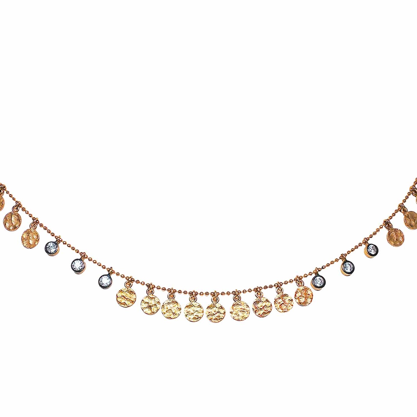 Coin & CZ Pendants Beaded Necklace