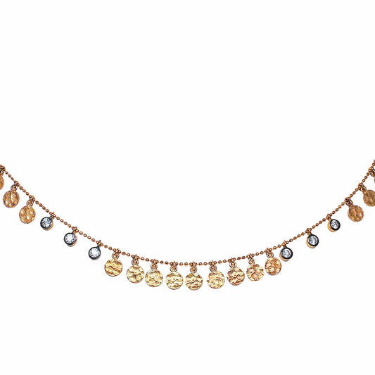 Coin & CZ Pendants Beaded Necklace